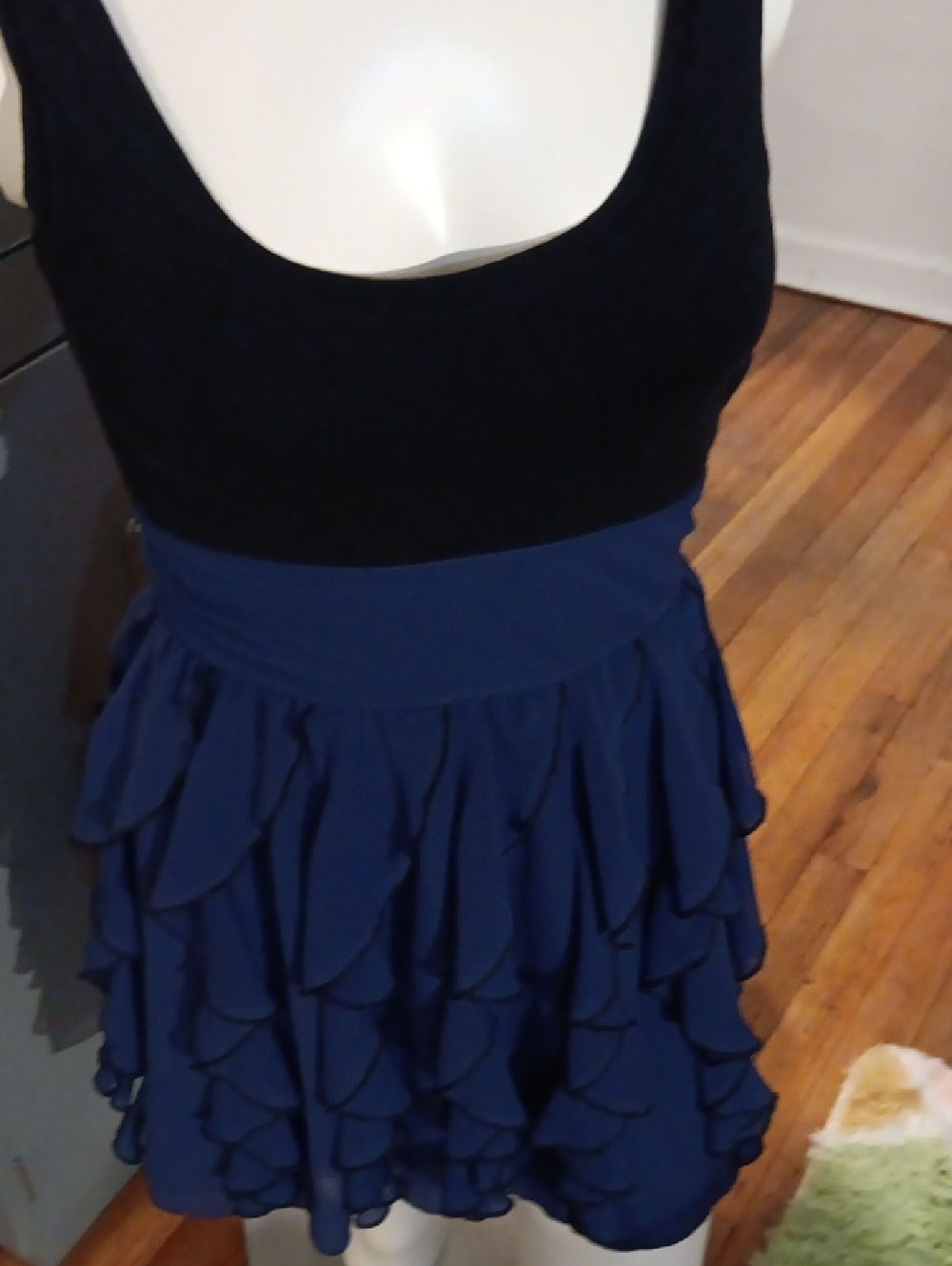 Express Black and Royal Blue Ruffle Mini Dress
